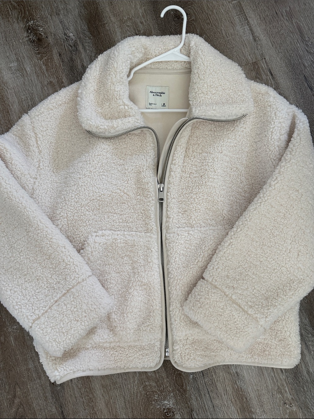 Abercrombie & Fitch Cream Sherpa Zip Jacket